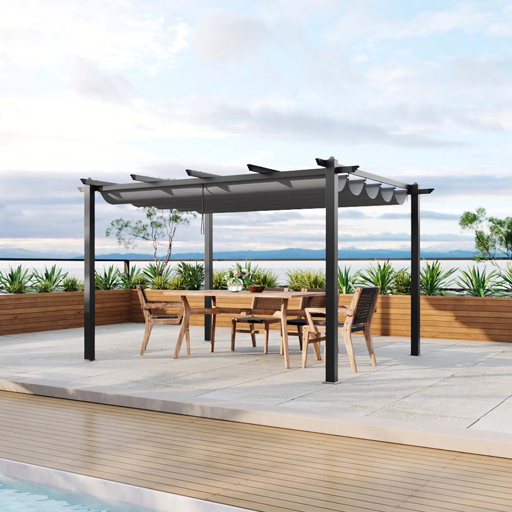 13x10ft Aluminium Garden Gazebo Adjustable Canopy Waterproof Patio Shade Shelter